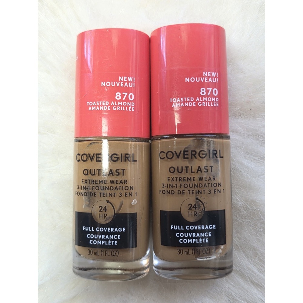 COVERGIRL Outlast 870 Toasted Almond Extreme Wear 24HR Liquid Foundation‎ 2 Pack
